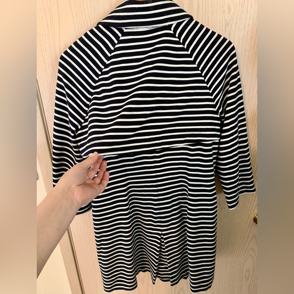 CAbi Maritime Trench Coat Blue & White Striped Nautical Jacket Style 5151 Medium - Picture 6 of 11